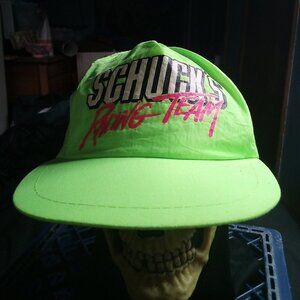 Vintage Schuck's Racing Team Neon Snap Back Hat Nylon